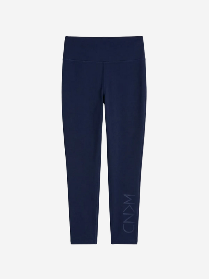 Navy leggings with a brand logo on a white background