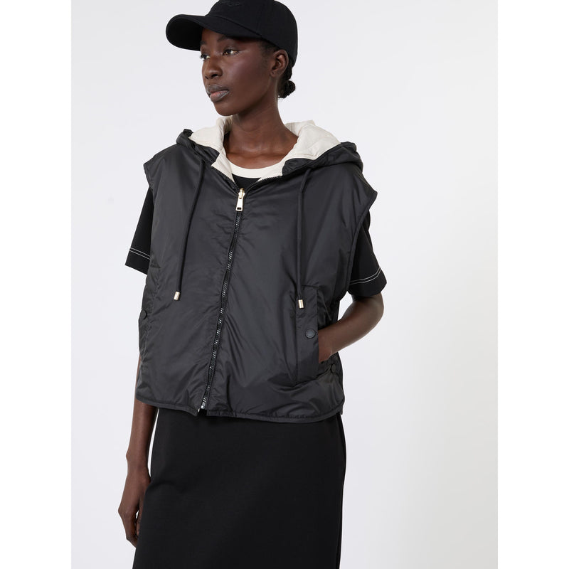 Polyester quilted sleeveless puffer jacket Black