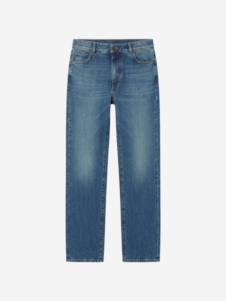 Blue jeans on a white background