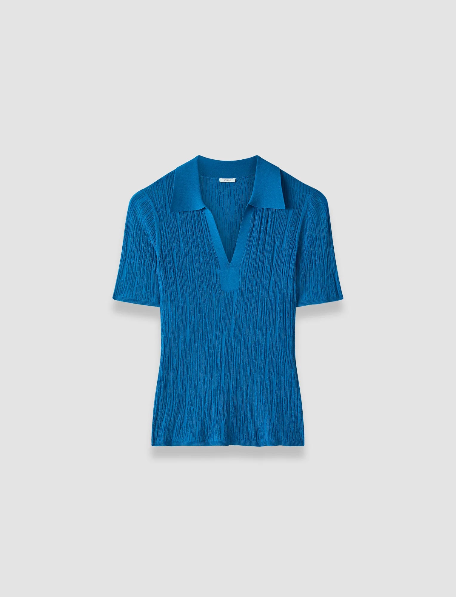 Aliane Crinkle Viscose Polo Top Siam Blue