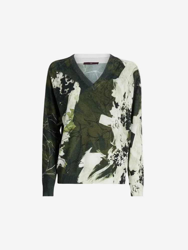 Long-sleeve shirt with abstract design on a white background