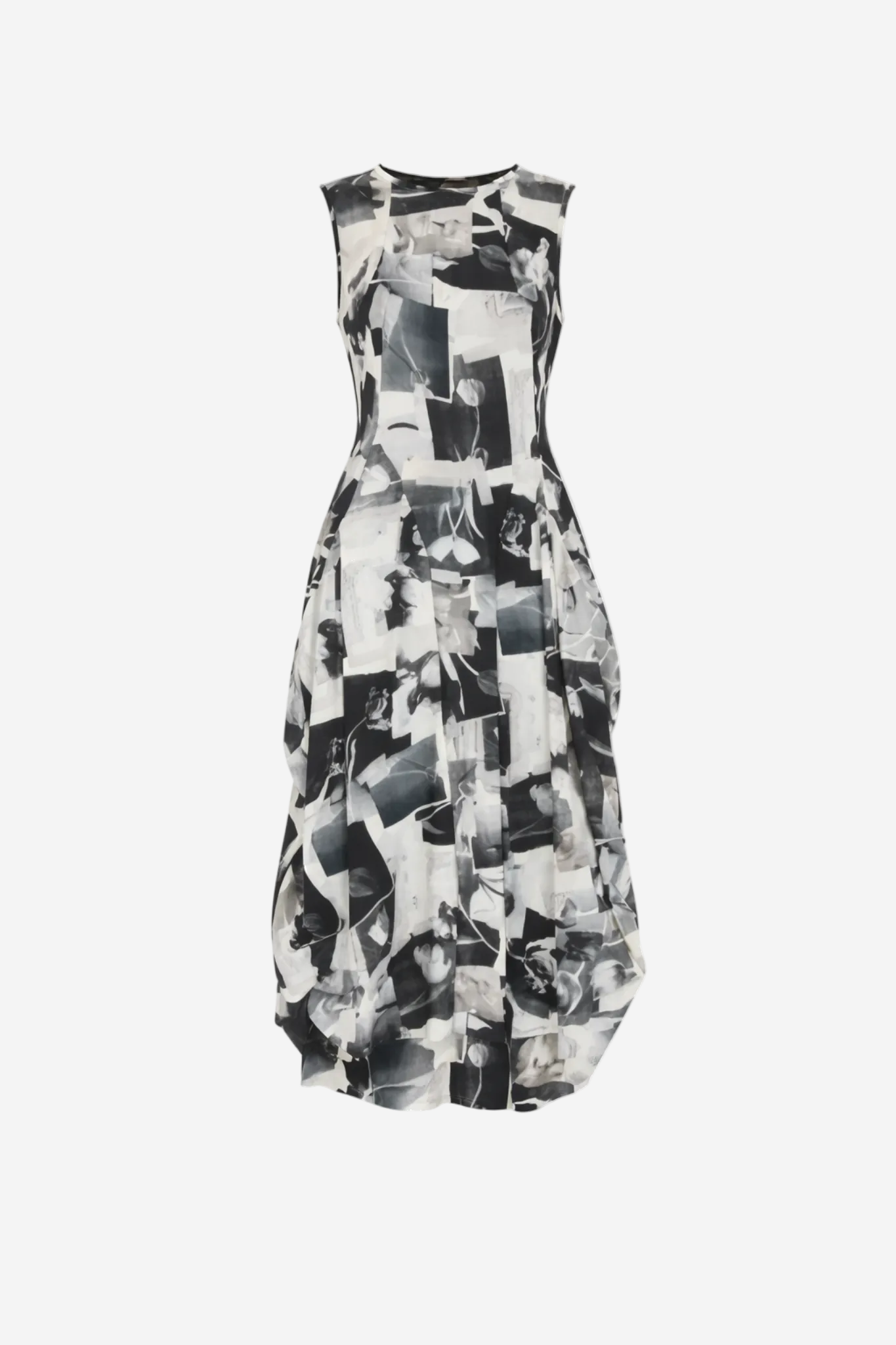 Black and white patterned dress on a white background