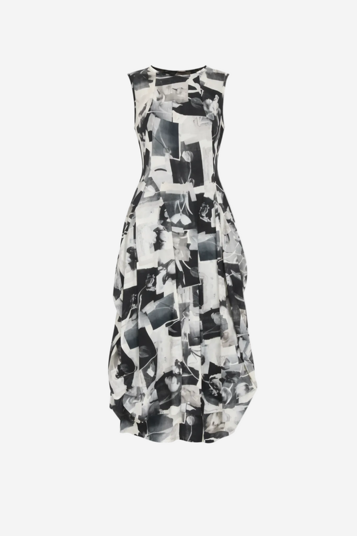 Black and white patterned dress on a white background