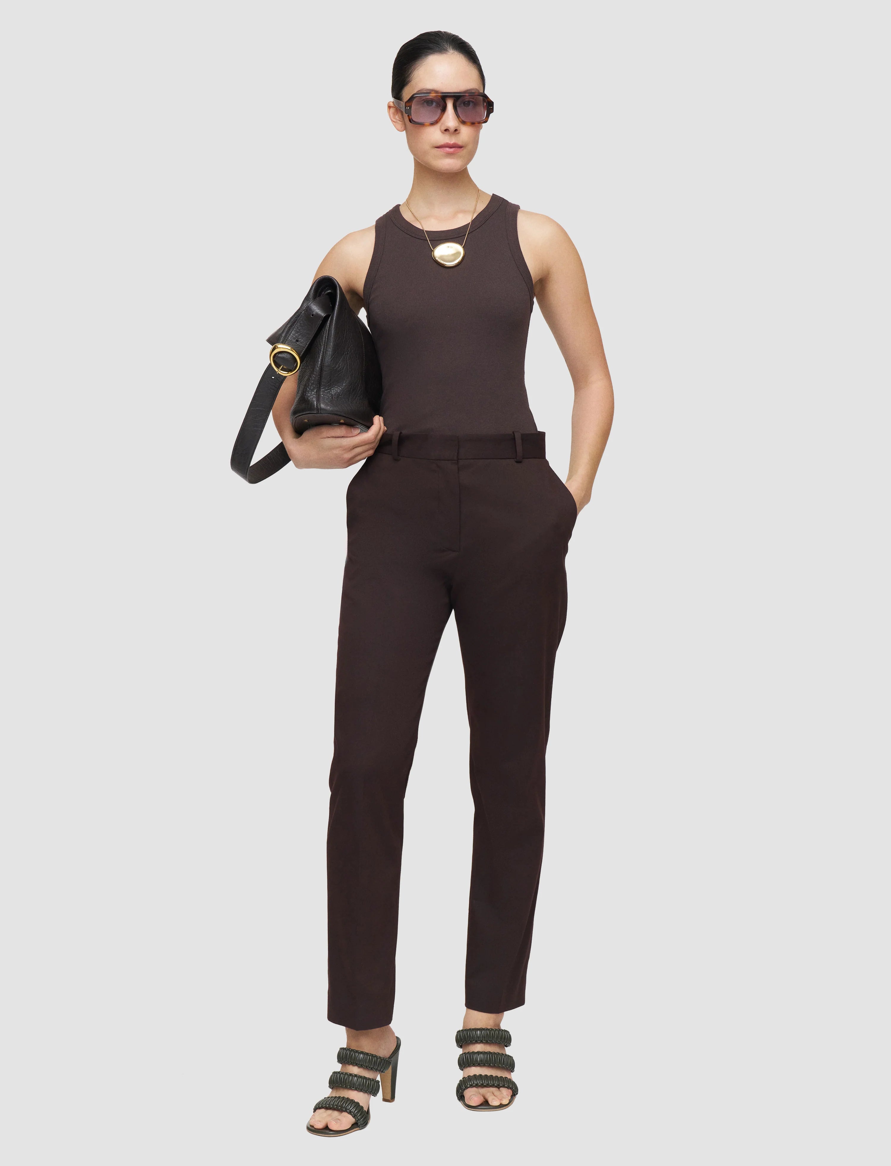 New Coleman Light Cotton Stretch Trousers Espresso