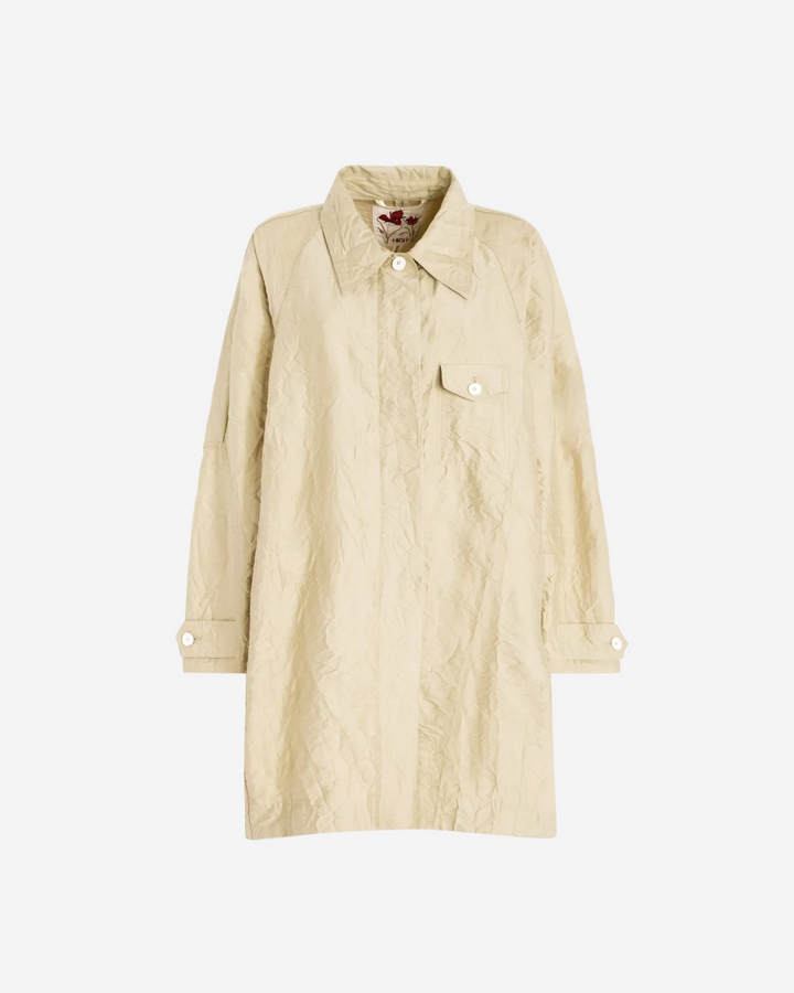 Beige trench coat on a white background