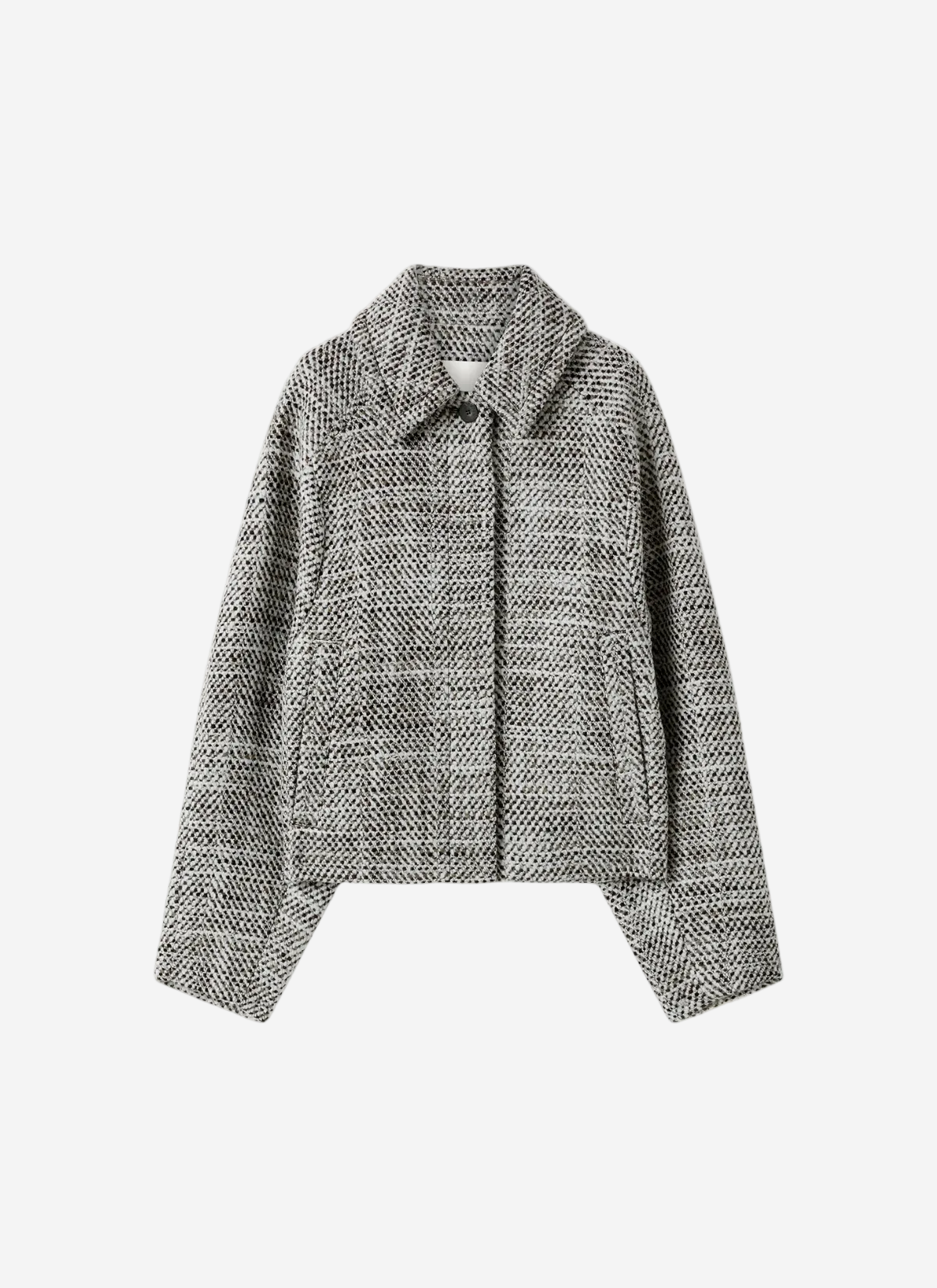 Textured gray jacket on a white background