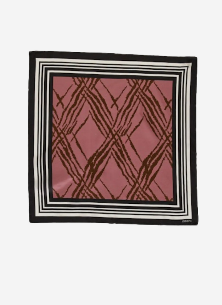 Square scarf with a patterned design on a white background