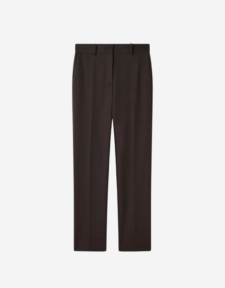 Dark brown dress pants on a white background