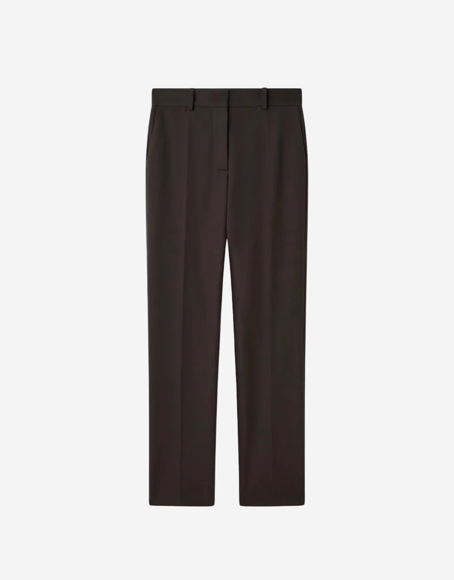 Dark brown dress pants on a white background