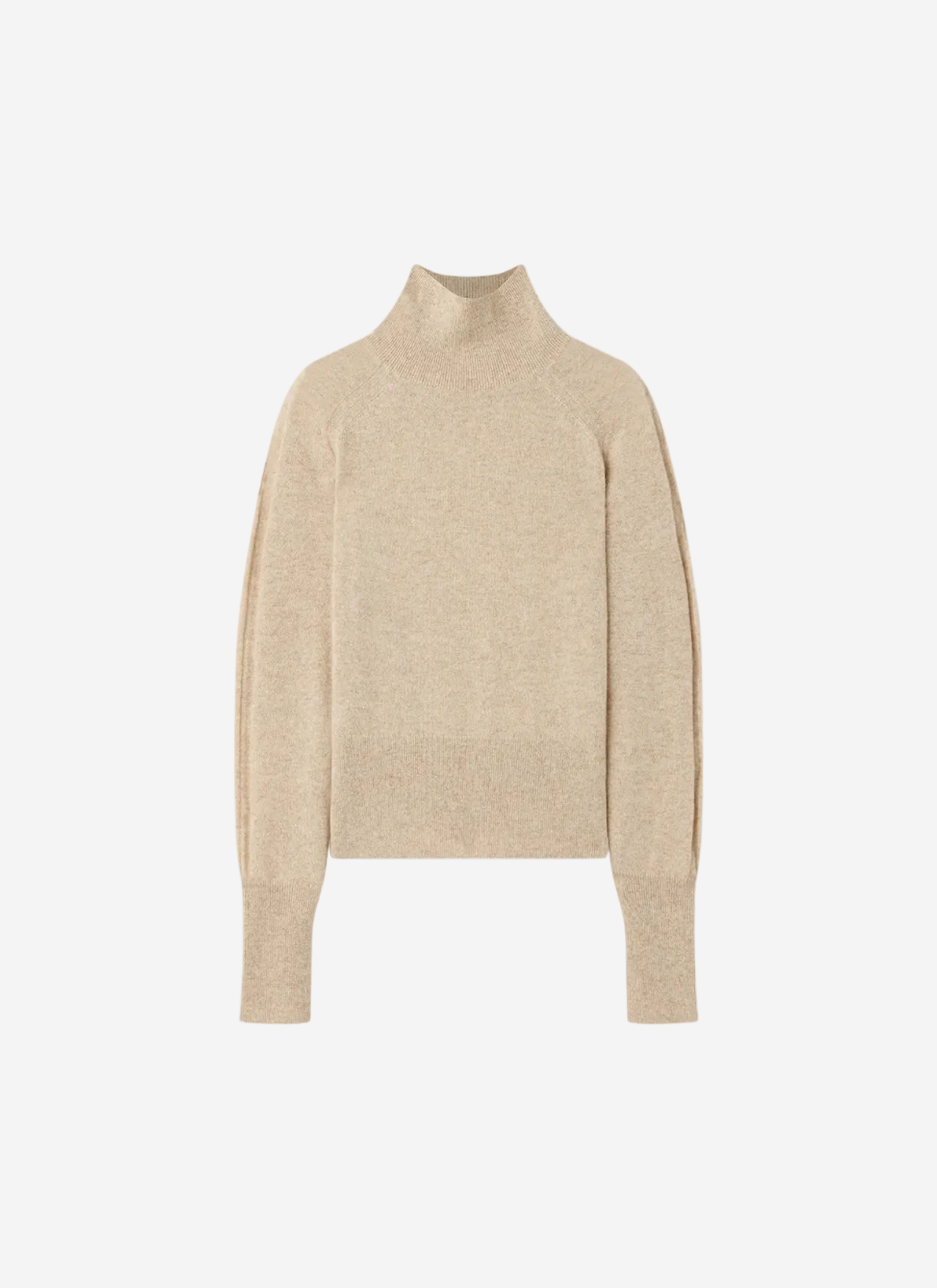 Beige turtleneck sweater on a white background
