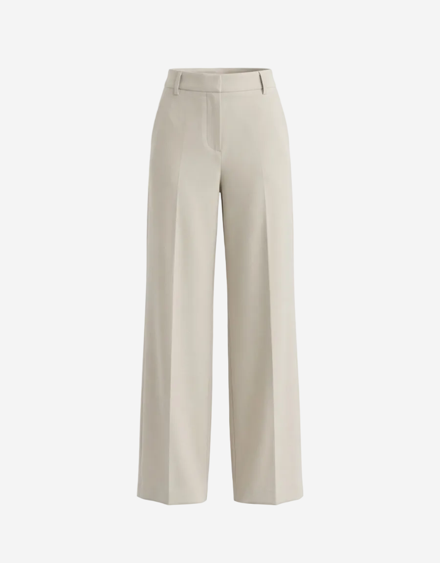 Beige wide-leg pants on a white background