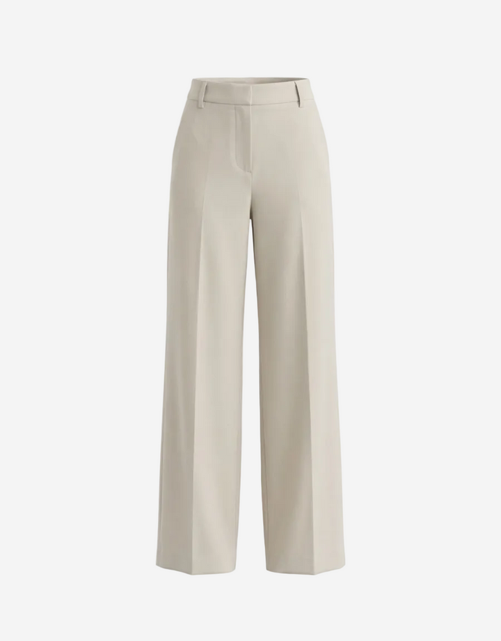 Beige wide-leg pants on a white background