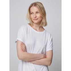 Loose Short Sleeve Linen Tee in White