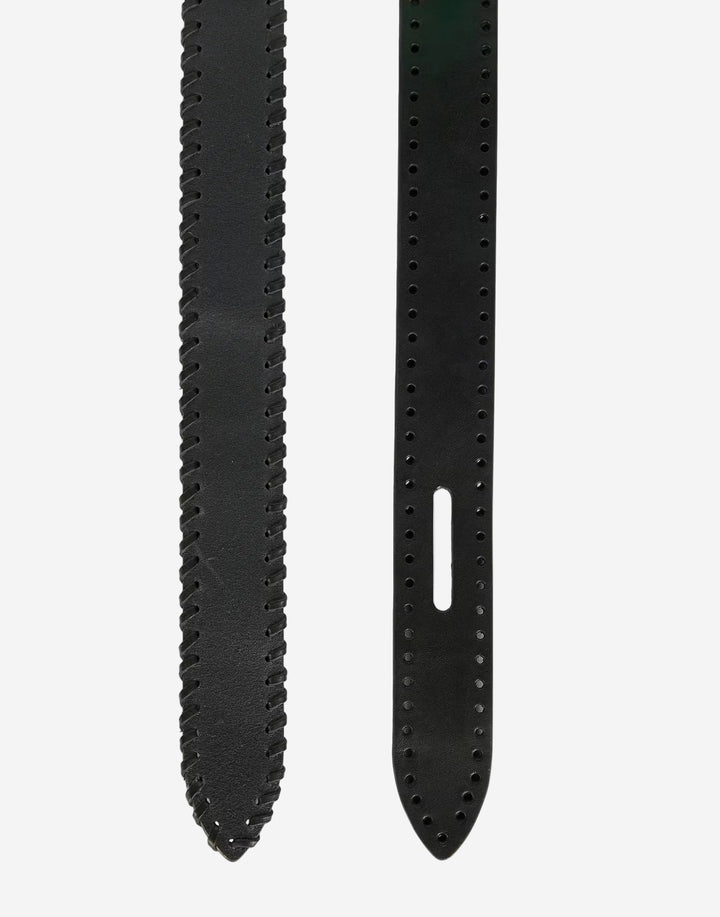 detail of black swipe belt on a white background