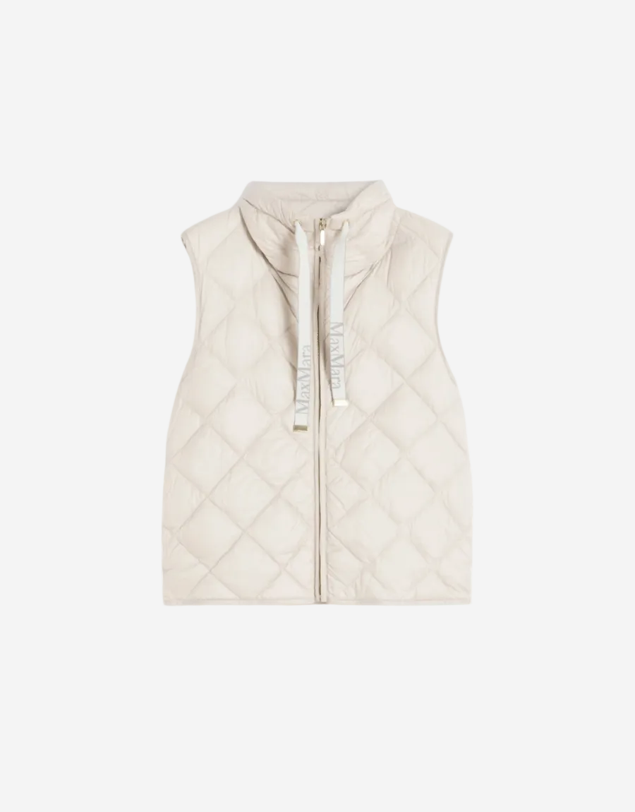 Quilted vest with a zipper on a white background