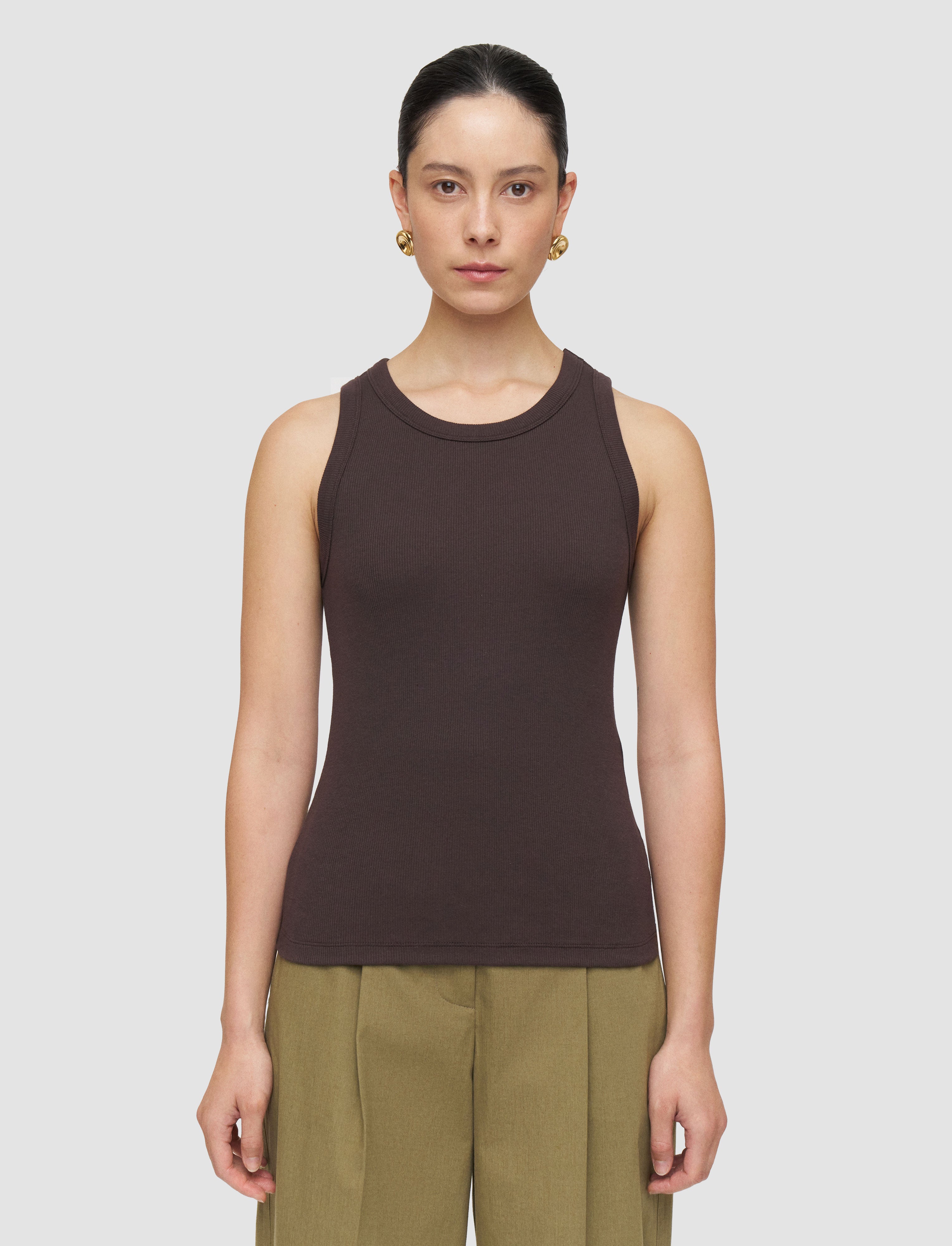 Yeux Cotton Rib Vest Espresso