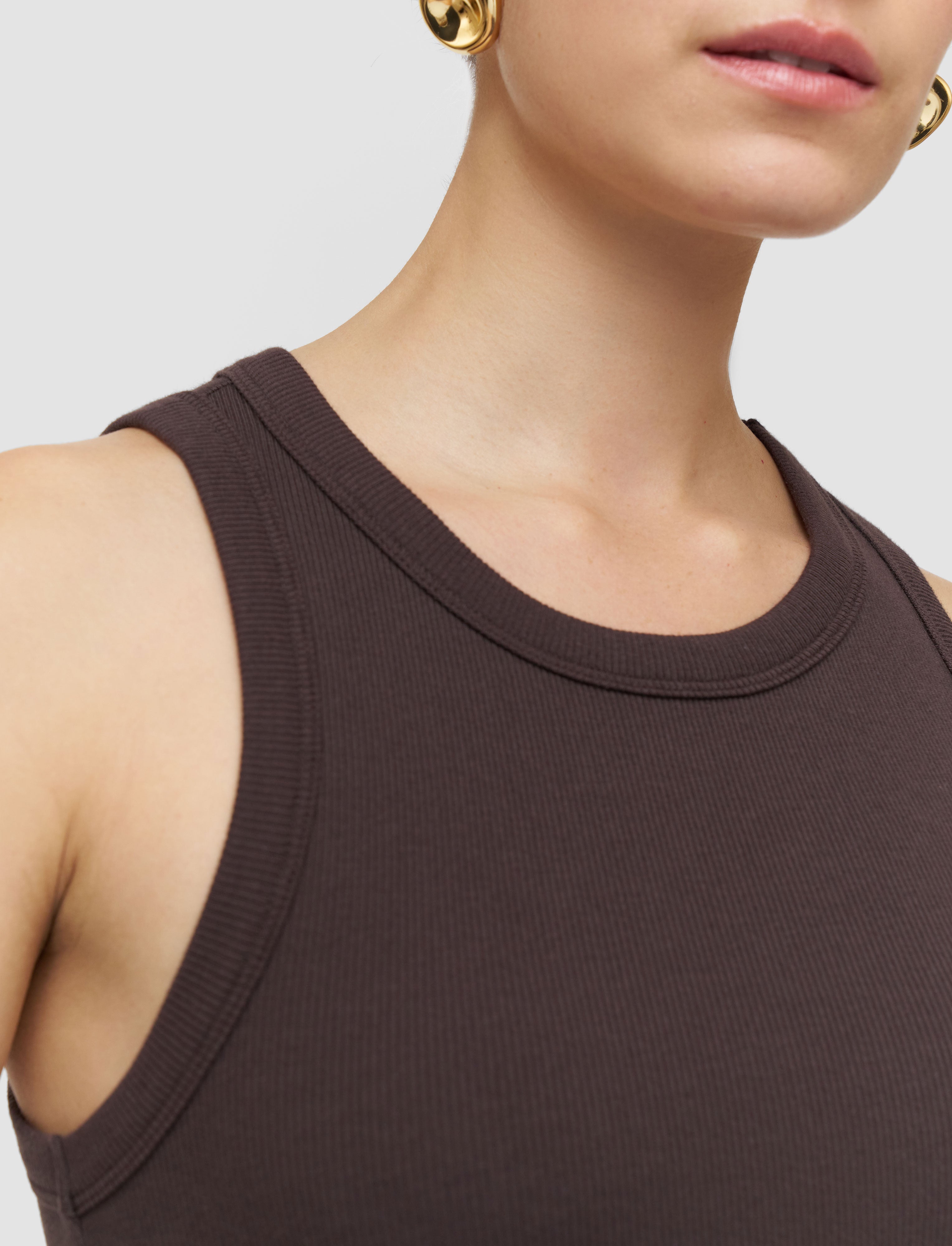 Yeux Cotton Rib Vest Espresso