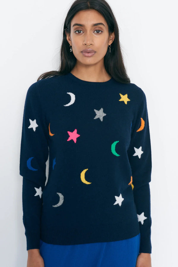 All Over Moon and Star Cashmere Crew