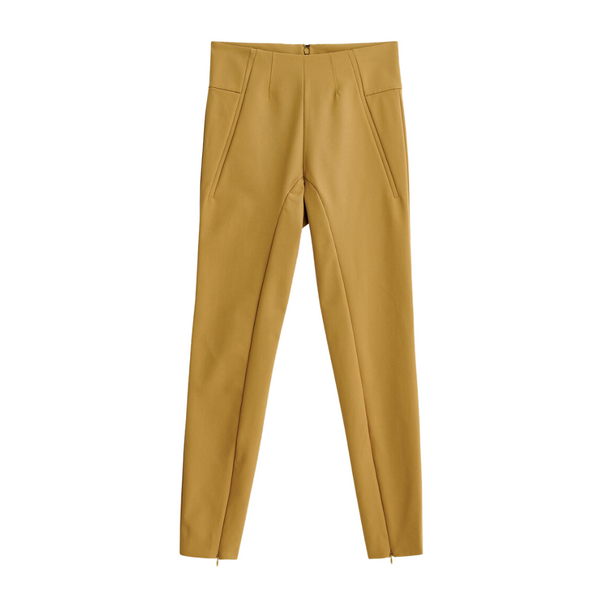 Adanis Slim Fit Trousers in Golden Beige