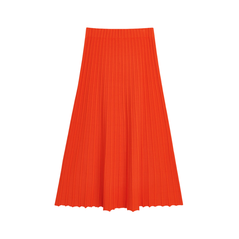 Idris Pleat Maxi Skirt in Orange