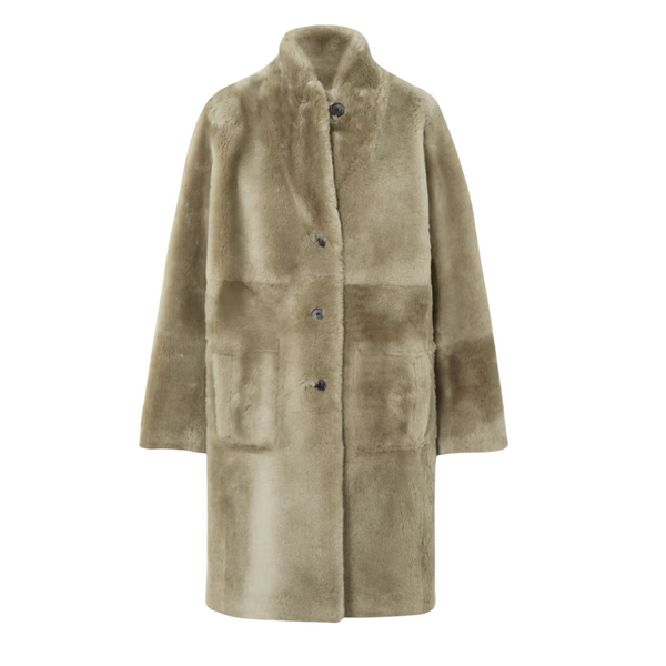 Brittany Reversible Shearling Coat in Pewter