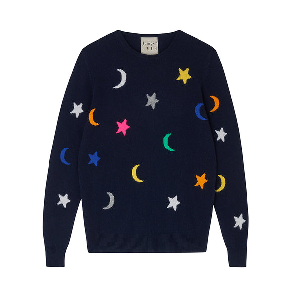All Over Moon and Star Cashmere Crew