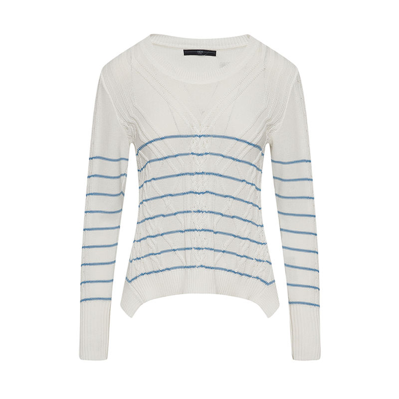 Realise Top in White Blue Stripe