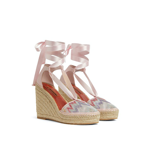 Lace Up Espadrilles in Pastel Chevron