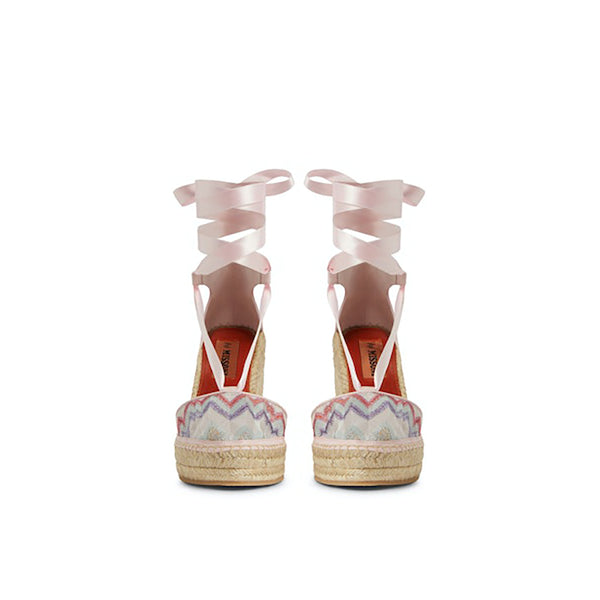 Lace Up Espadrilles in Pastel Chevron