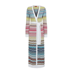 Long Wrap Cardigan in Multicolour Chevron