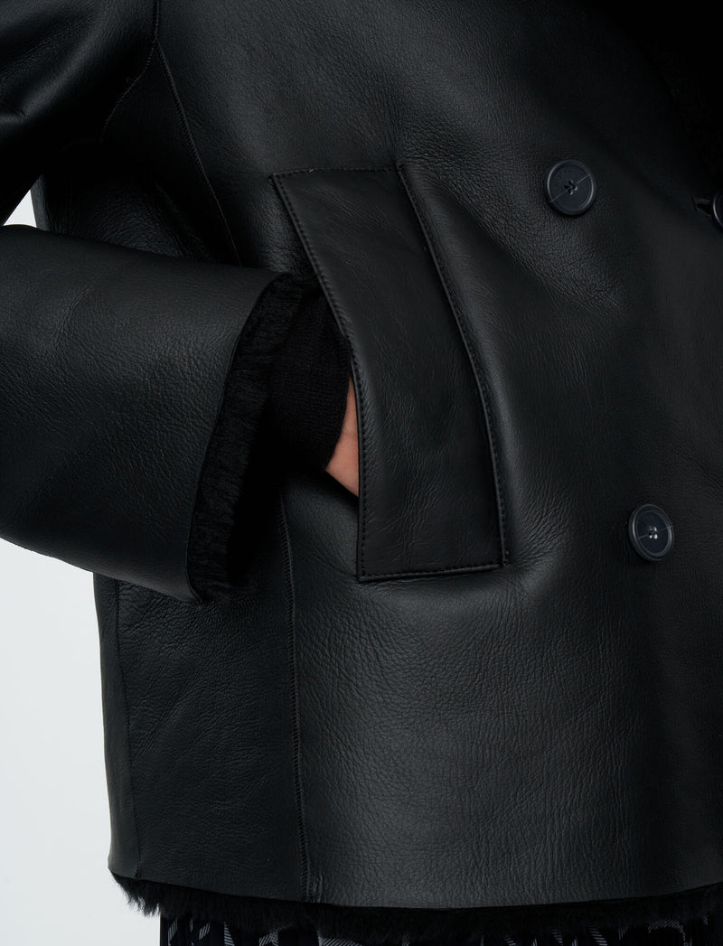 Shearling Calla Coat in Black