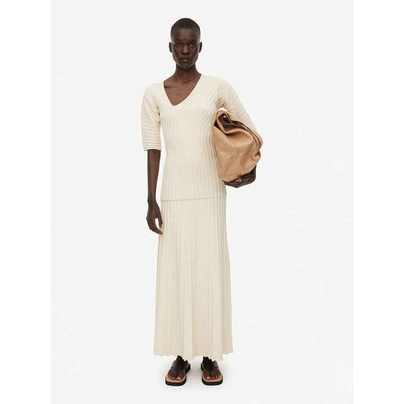 Idris Pleat Maxi Skirt in Soft White