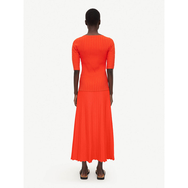 Idris Pleat Maxi Skirt in Orange