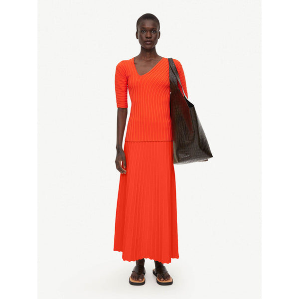 Idris Pleat Maxi Skirt in Orange