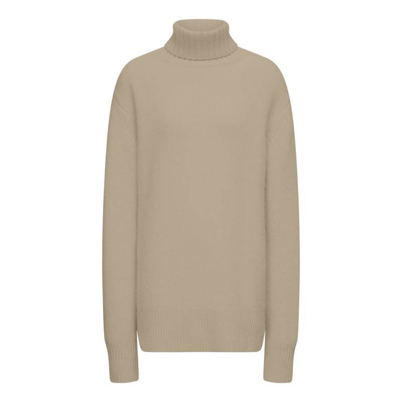 Luxe Cashmere High Neck Jumper in Pewter