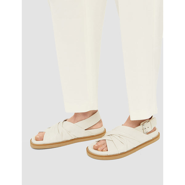 Leather Jazzy Strap Sandal in Ivory