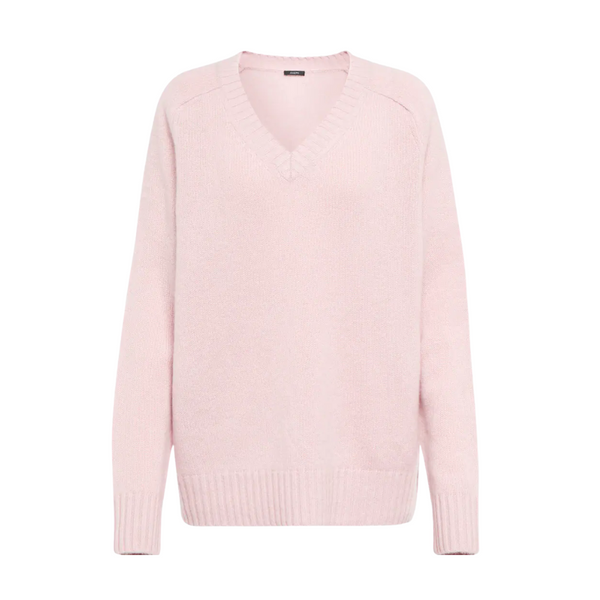 Relaxed Fit Cashmere V Neck Jumper in Sweet Pea