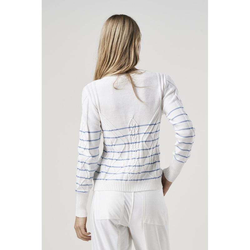 Realise Top in White Blue Stripe